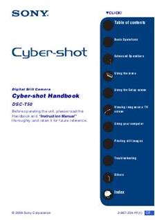 Sony Cyber-shot T50 manual. Camera Instructions.